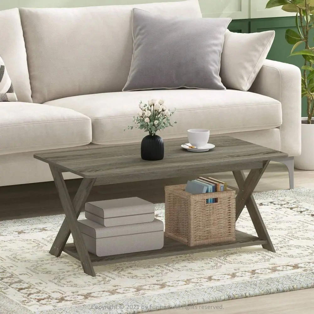 

Simplistic CrissCrossed Wood Coffee Table With Storage, Coffee Table Decor, Rustic Home Table For Living Room, Sofa Set, French