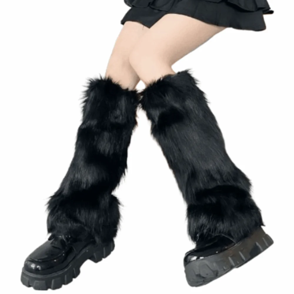 

Faux Fur Furry Leg Warmers Japanese Style 40cm Long Tube Sock Kawaii Solid Color Knee High Girls Socks Spicy Girls