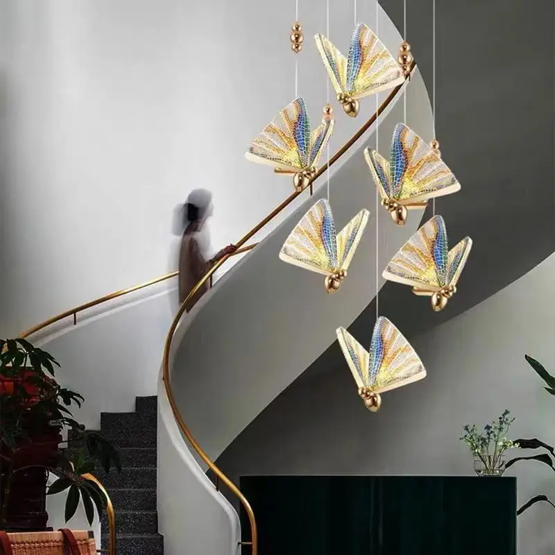 Indoor Butterfly LED Pendant Lights Hanging Lamp for Corridor Aisle Interior Chandelier Lamps Decor for Bedroom Home AC85-265V