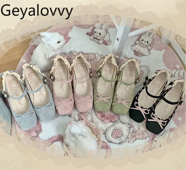 

French Style Retro Square Head Lolita Shoes for Women Spring Autumn Mary Jane Elegant Casual Sweet Cute Vintage Ladies Pumps