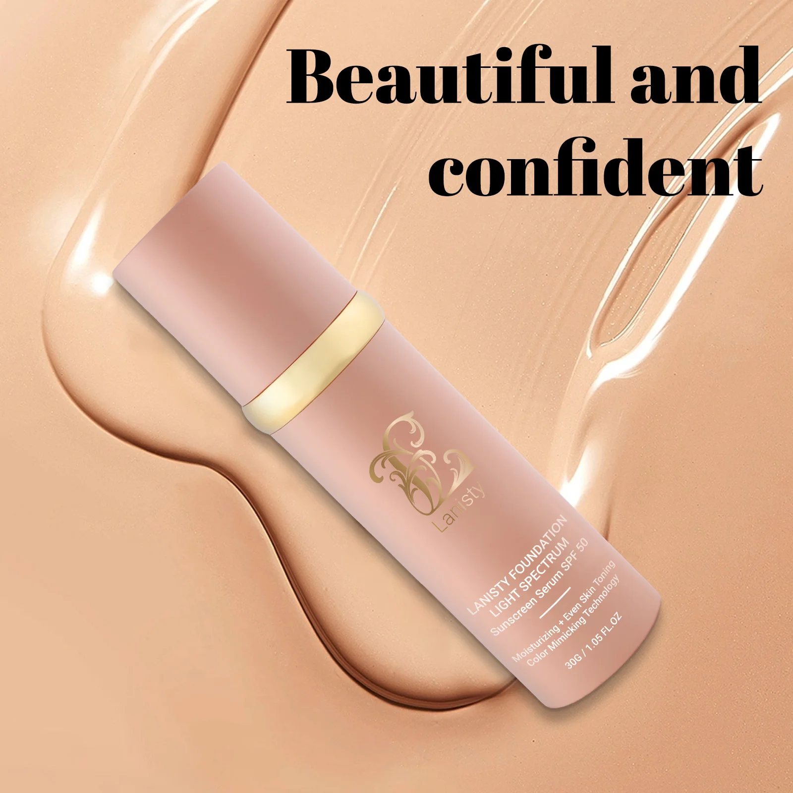 Lanisty Light Spectrum Foundation SPF 50 - 30g Color Mimicking Technology, Moisturizing & Even Skin Tone, Long Lasting Coverage