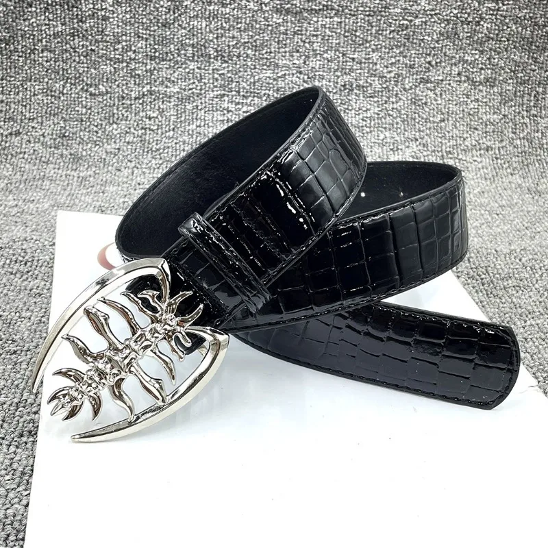 

Y2k Girls Black Snake Buckle Crocodile Pattern Pu Leather Belt For Women Fashion Casual Dress Jeans Accessories Girdle Waistband