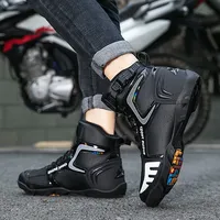 Men Leather Motos Breathable Anti Slip Wear-resistant Riders Boots Motorbike Racing Ankle Length Shoes 2024 New Motorcycle Boots