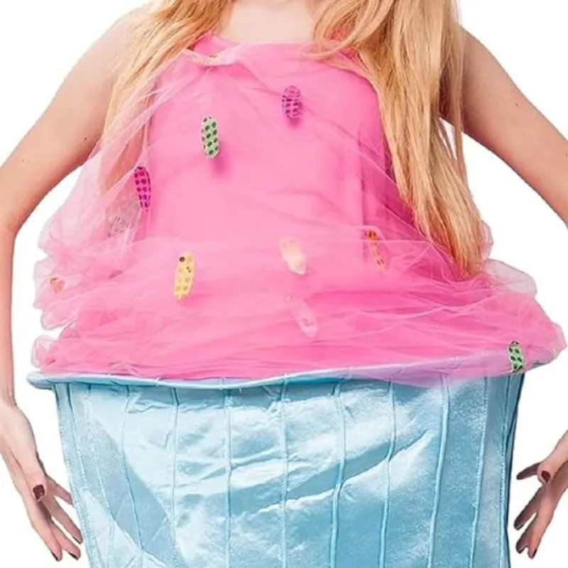 Women Cupcake Costumes Funny Food Halloween Cosplay Suit Dresses with Hat for Role-Playing Party Cosplay Outfits