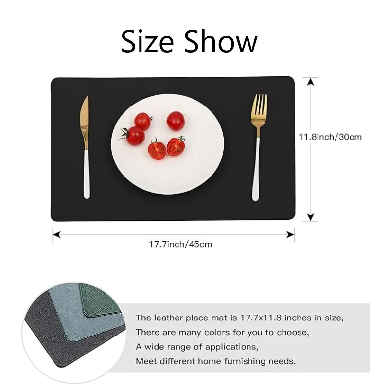 Inyahome Set of 1/4/6 Heat Resistant Faux Leather Square PU Place Mats Wipe Clean Suitable for Indoor & Outdoor Tableware Pad