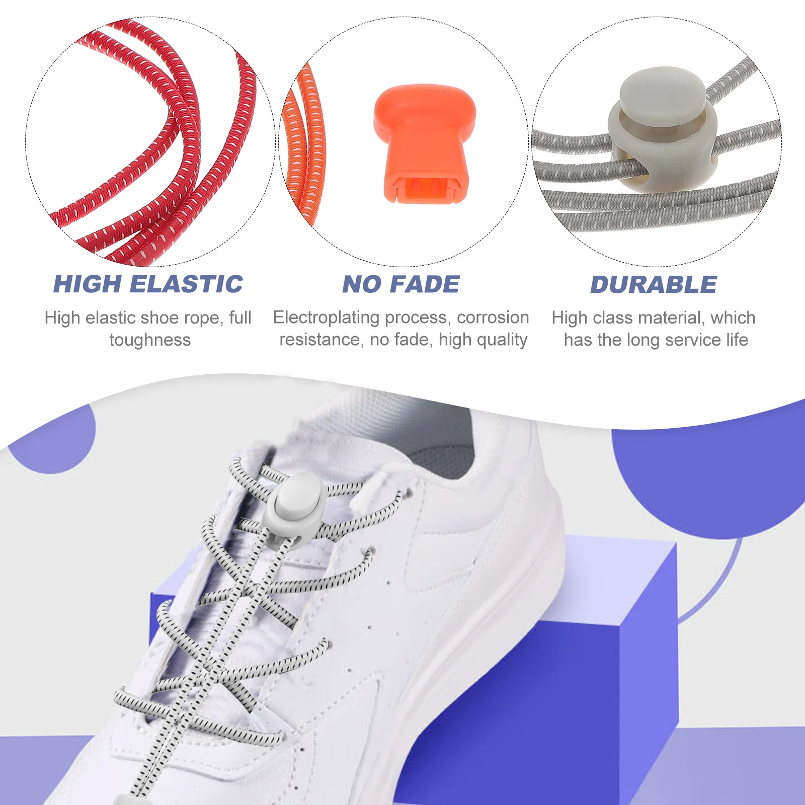 

6Pairs Strainer Shoe Laces Elastic Unisex Convenient for Jogging Canvas Shoes Seniors Autistic Kids Elastic Shoelaces