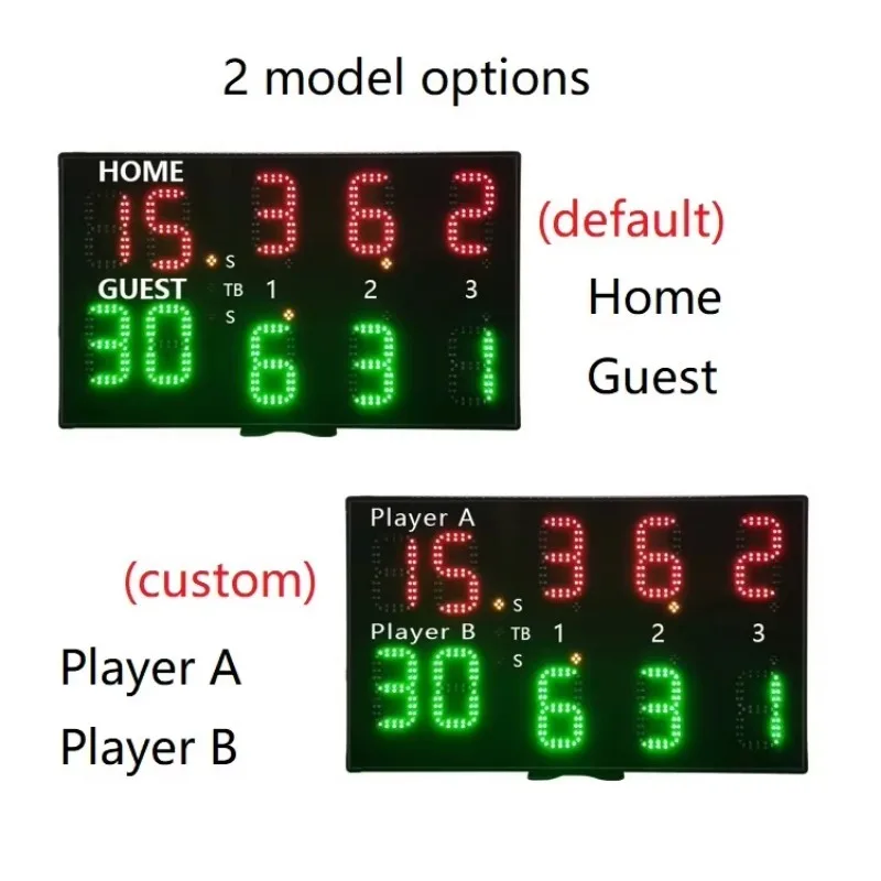 لوحة حارس ألعاب التنس الداخلية، عداد عرض نقطة LED، لوحة النتائج الرقمية الإلكترونية مع التحكم في الساعة