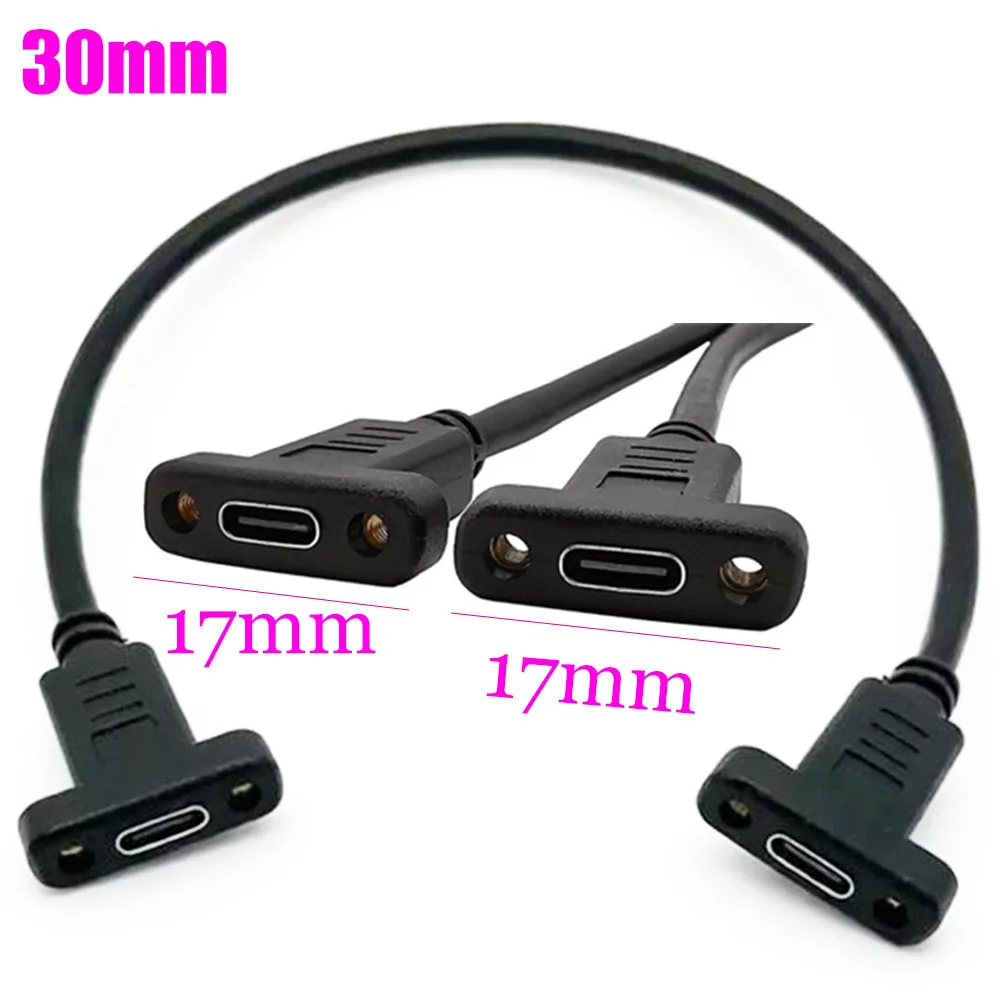USB C Cable Female To Female Type C Adapter USB 2.0 Adaptor with Panel Mount Screw USB Type-C Connector Converter 0.3M