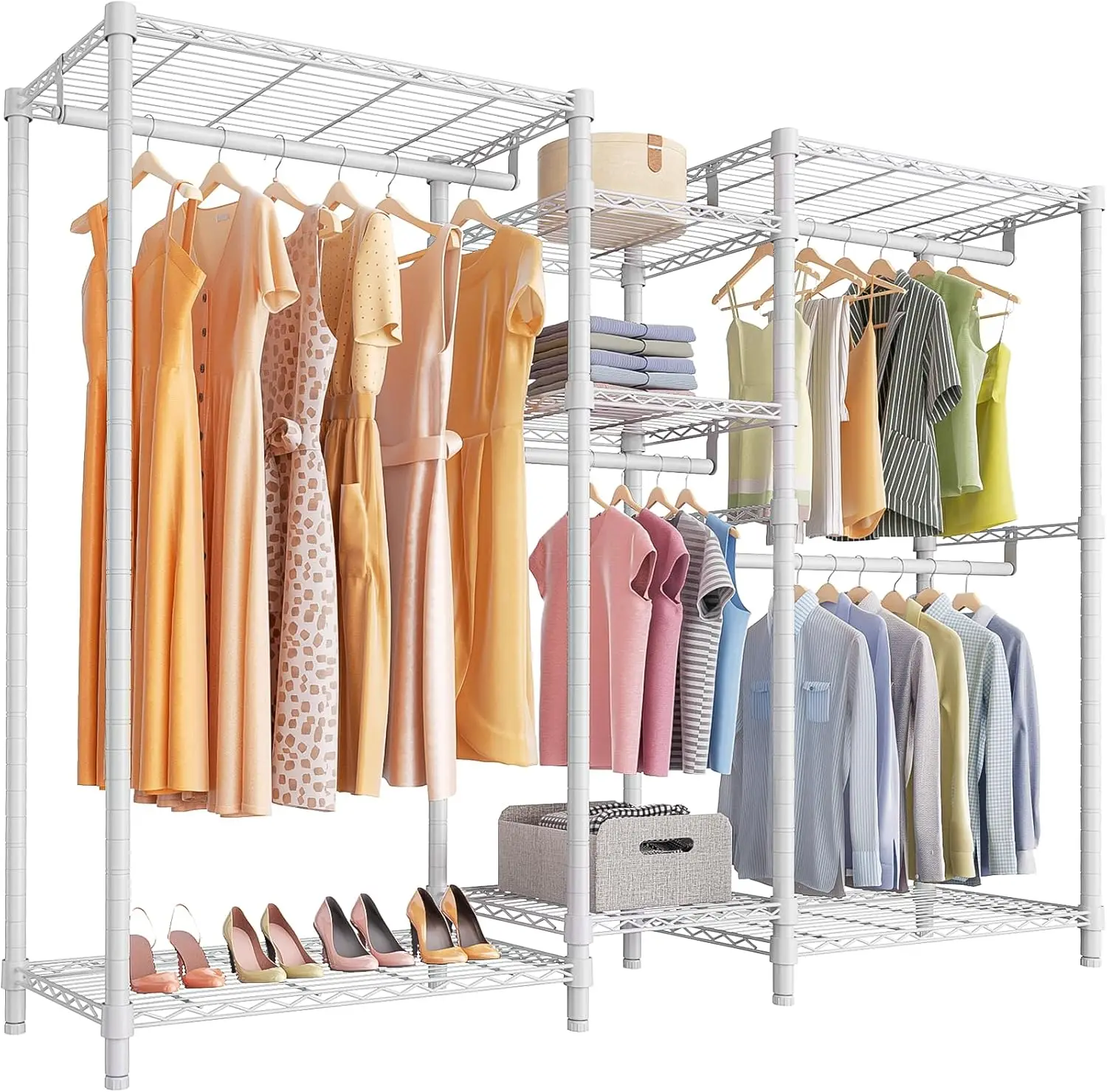 

Classic V6 Wire Garment Rack 5 Tiers Heavy Duty Clothes Rack for Hanging Clothes Wardrobe Racks Compact Large Metal Clothing Rac