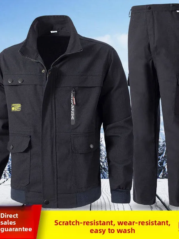 

Комплект рабочей одежды из чистого хлопка для мужчин, устойчивый к сварочным работам и высоким температурам, для весенне-летнего периода, защитная спецодежда с длинными рукавами, универсальная.