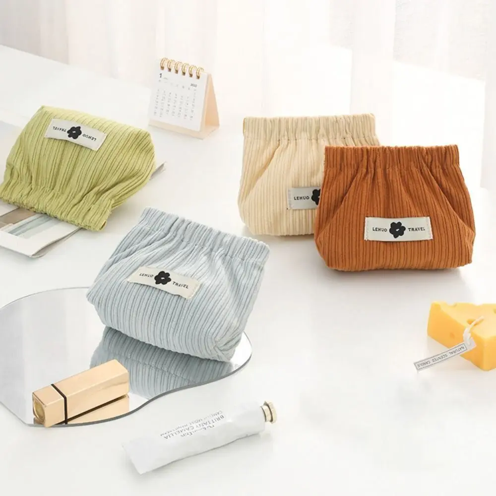 Fashion Mini Shrapnel Bag Corduroy Soft Coin Purse Solid Color Change Storage Bag Travel