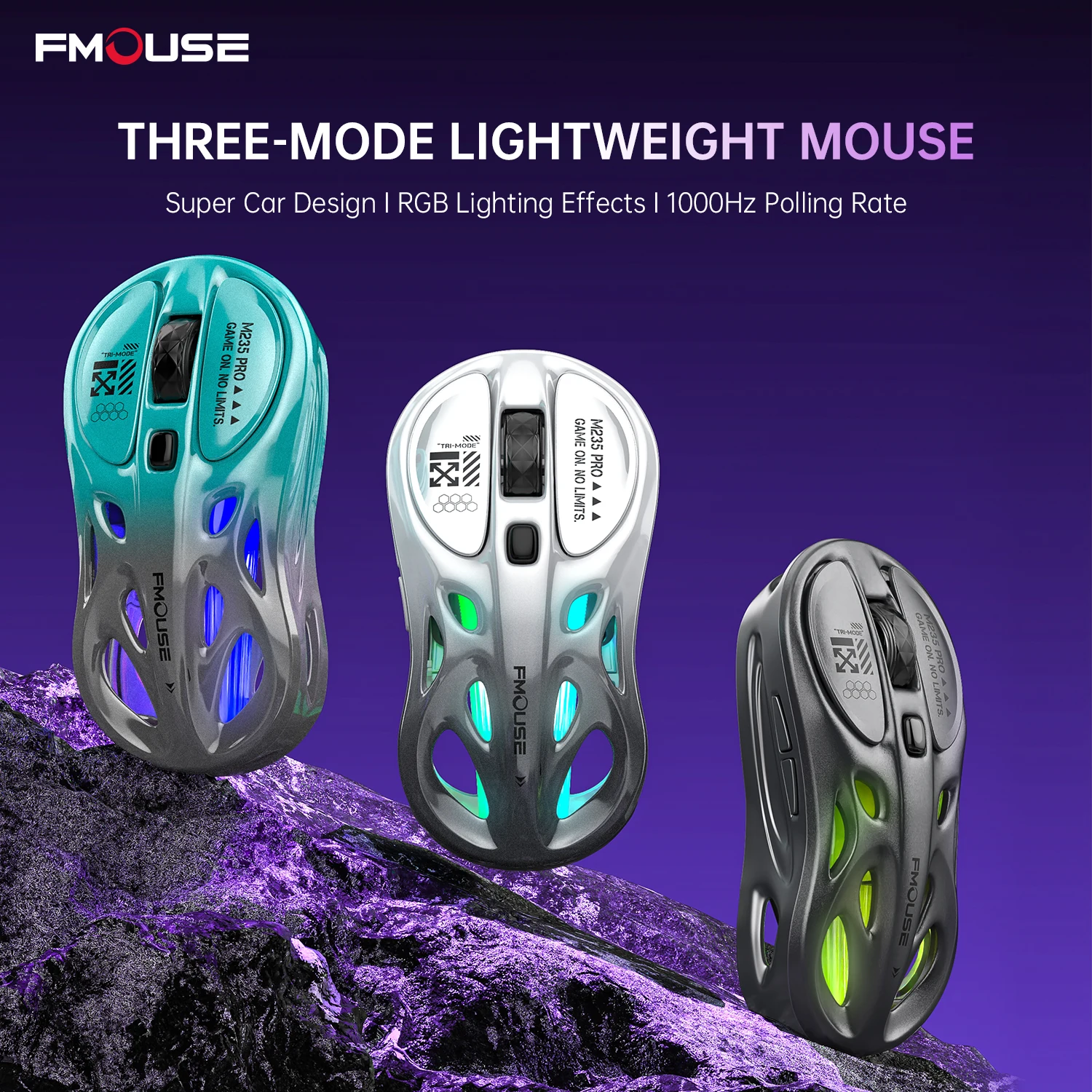 

FMOUSE M235pro Wireless three-mode mouse E-sports gaming computer Bluetooth office lightweight right-hand mouse RGB