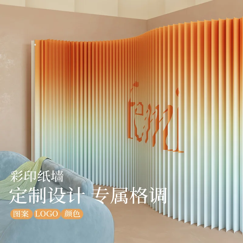 Screen partition wedding false wall Chinese entrance living room office printing color pattern can be fixed color printing
