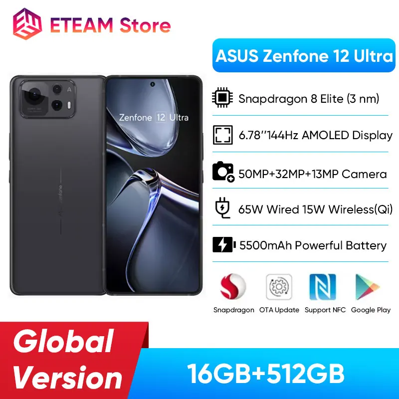 

Original Global Version ASUS Zenfone 12 Ultra 5G Smartphone Snapdragon 8 Elite 6.78'' 144Hz LTPO AMOLED Display 5500mAh Battery