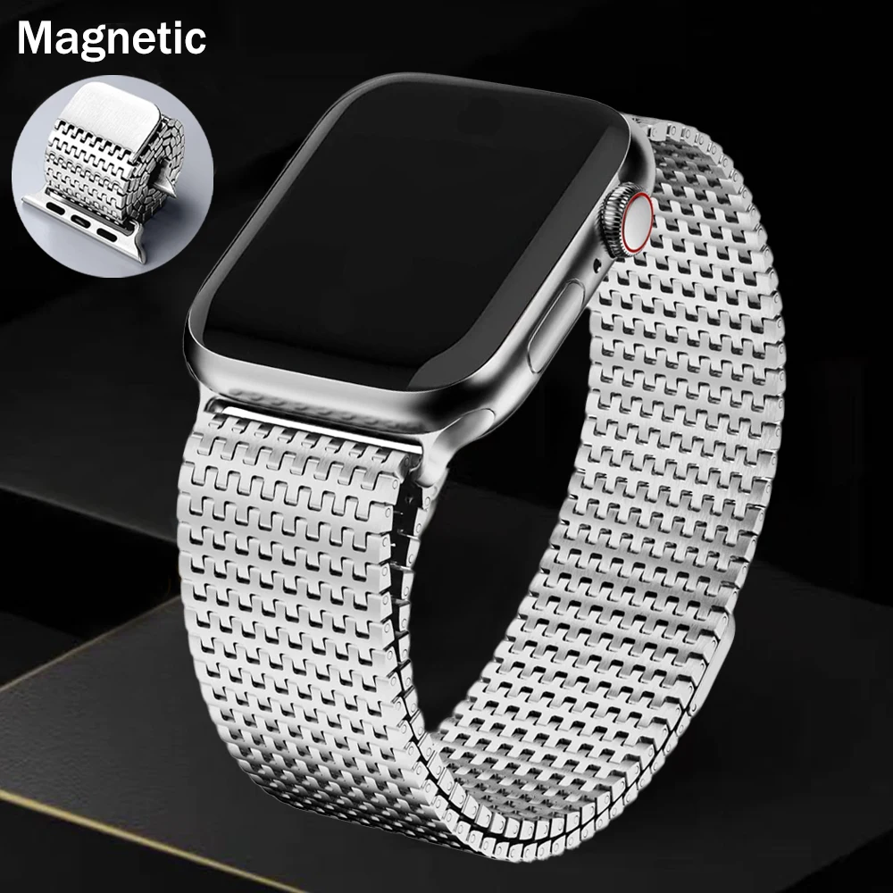 

Magnetic Band For Apple Watch 9 7 Ultra 2 49mm 45mm 41mm 42mm Luxury Milanese Link Strap For iWatch Series 9 8 6 5 4 SE 40 44mm