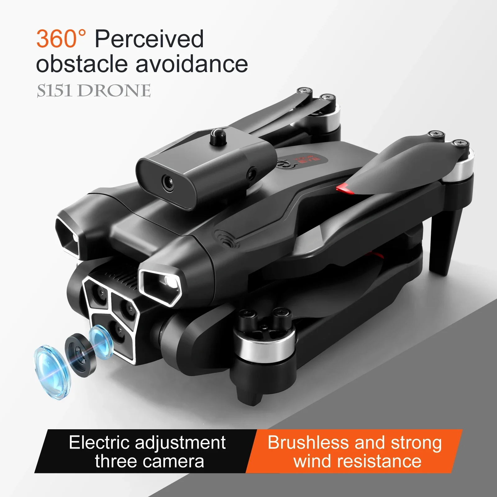 Nuevo Dron S151 8k profesional de tres cámaras para evitar obstáculos Quadcopter posicionamiento de flujo óptico Hover RC helicóptero juguete regalos