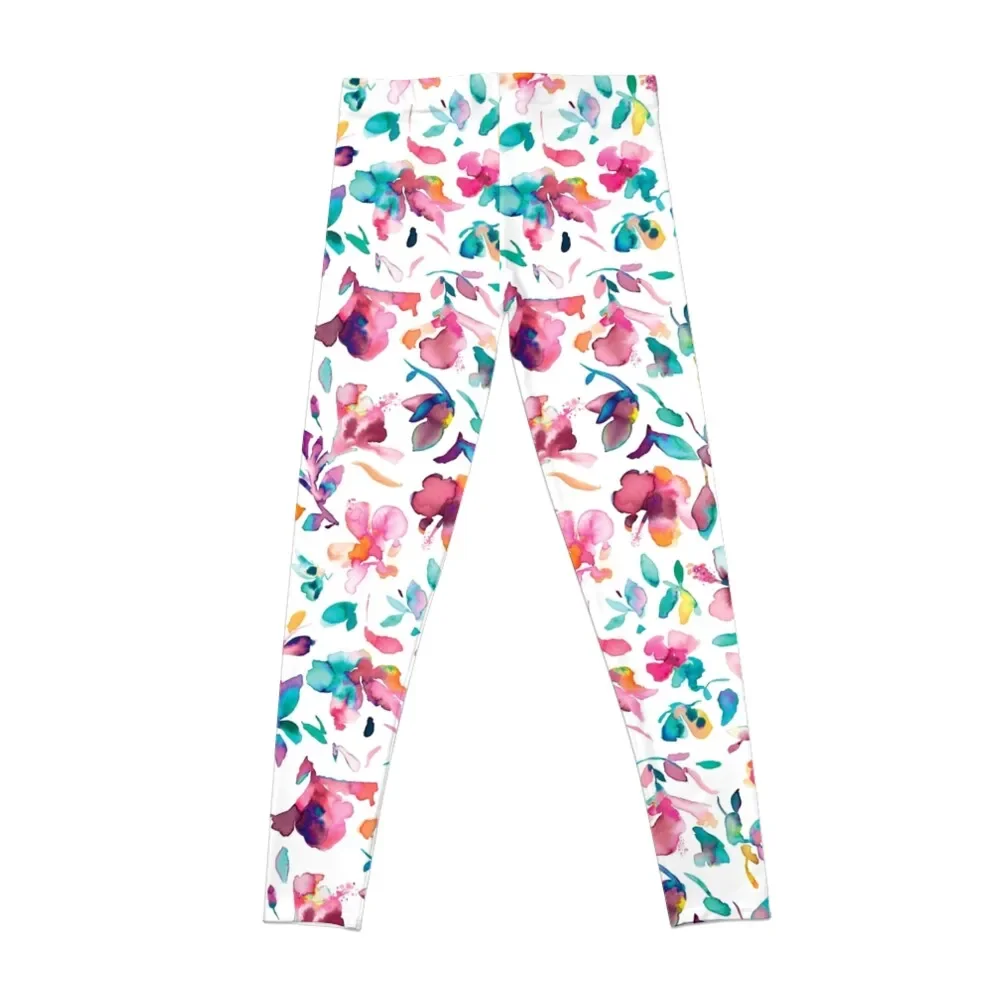 Tropical watercolor flowers - Pink hibiscus pattern Leggings Legging sexy woman legging gym Womens Leggings