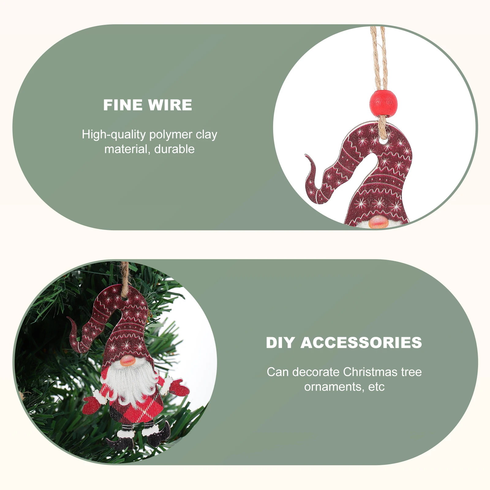 

9 Pcs Christmas Wooden Pendant Lovely Xmas Decorations Cartoon Santa Gnome Dwarf Hanging naments Home Party Celebrations Safe