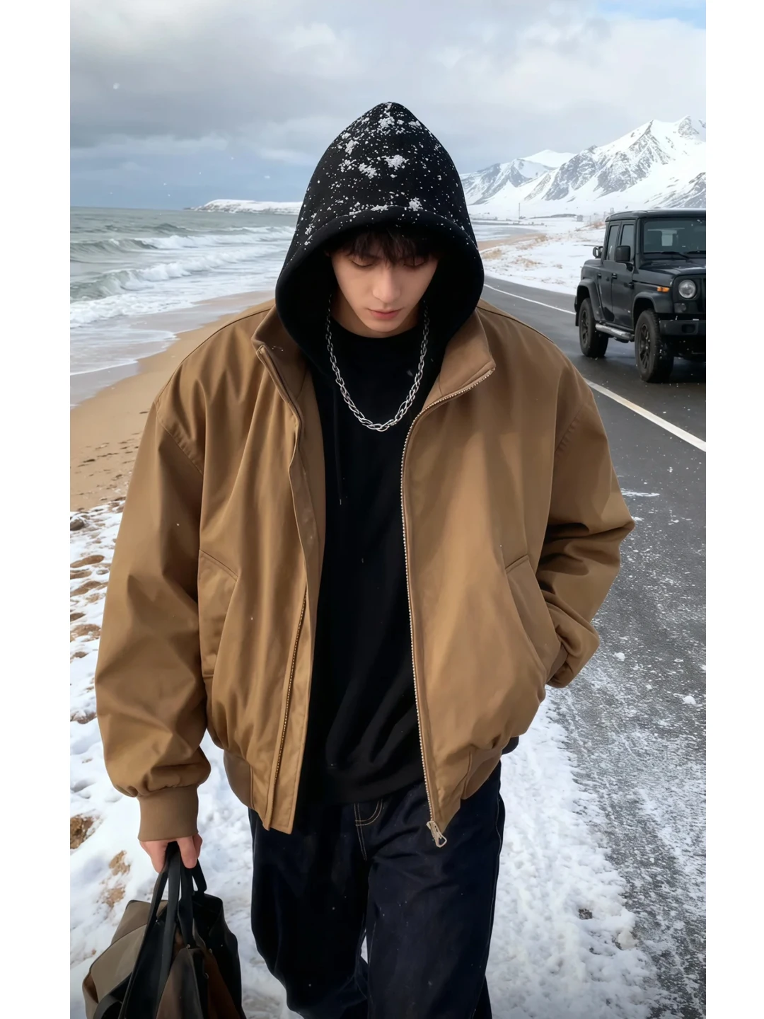 

Утепленная мужская куртка-бомбер с воротником-стойкой, хлопковая рабочая одежда, верхняя одежда в стиле милитари, зимняя теплая повседневная куртка на молнии, однотонная