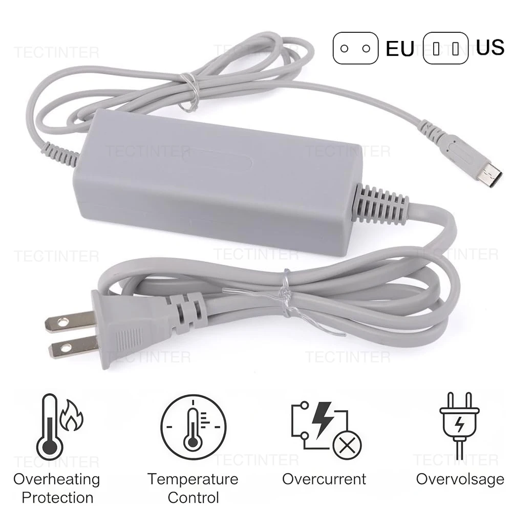 for Wii U Console EU/US Plug Wall Charger AC Adapter Power Supply Cord Compatible With Nintendo Wii U Gamepad Accessories