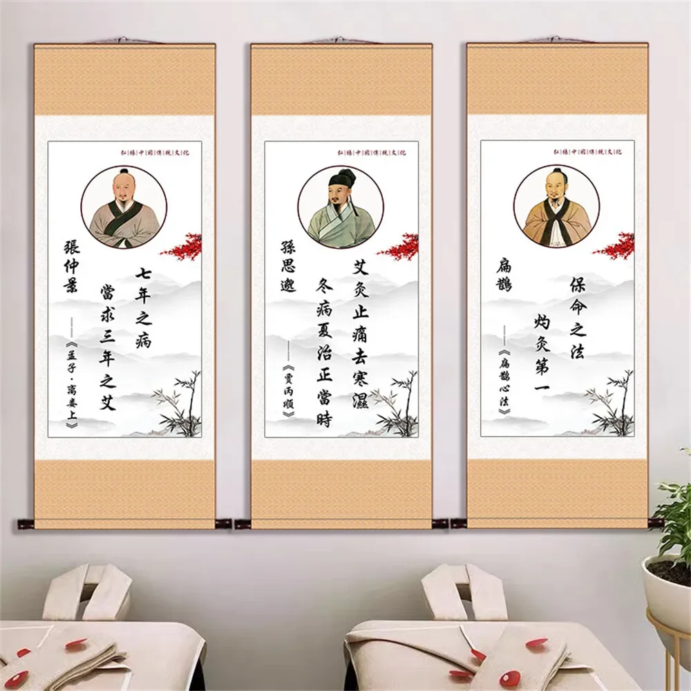 Ancient China Ten Famous Doctors Image Hanging Wall Scroll Picture Decoration