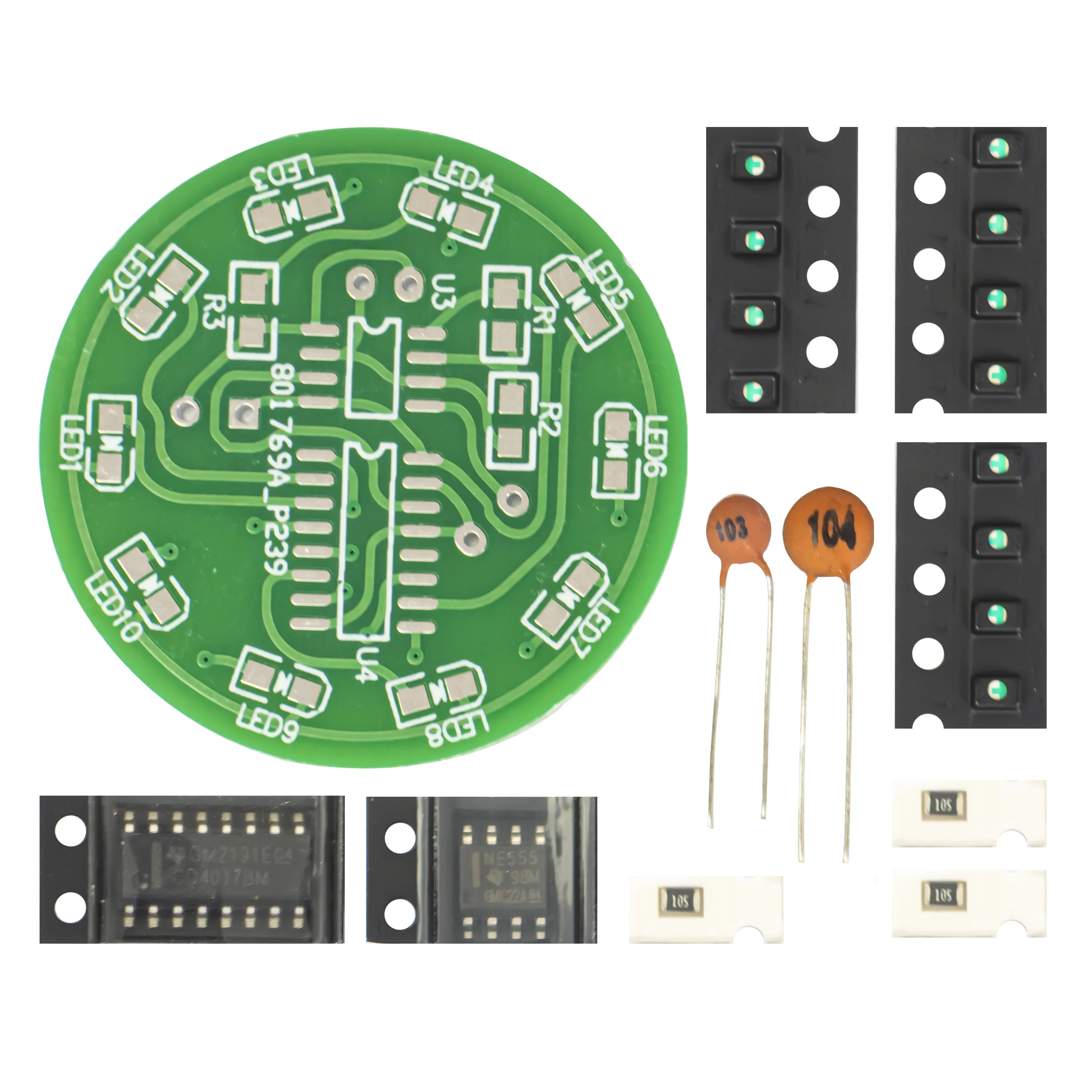 3 색 SMD 흐르는 물 램프 키트 NE555 + CD4017 DIY 전자 기술 훈련 납땜 연습 느슨한 부품