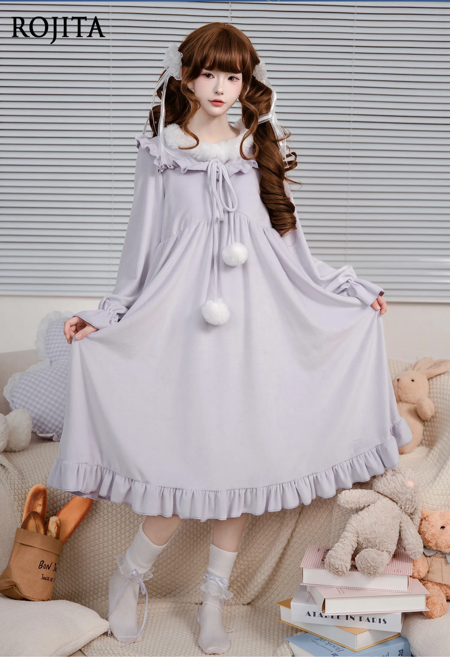 

Ночная рубашка в стиле Лолита, женская пижама в стиле принцессы, очень мягкая, из короткого плюша, можно носить как платье, милая домашняя одежда