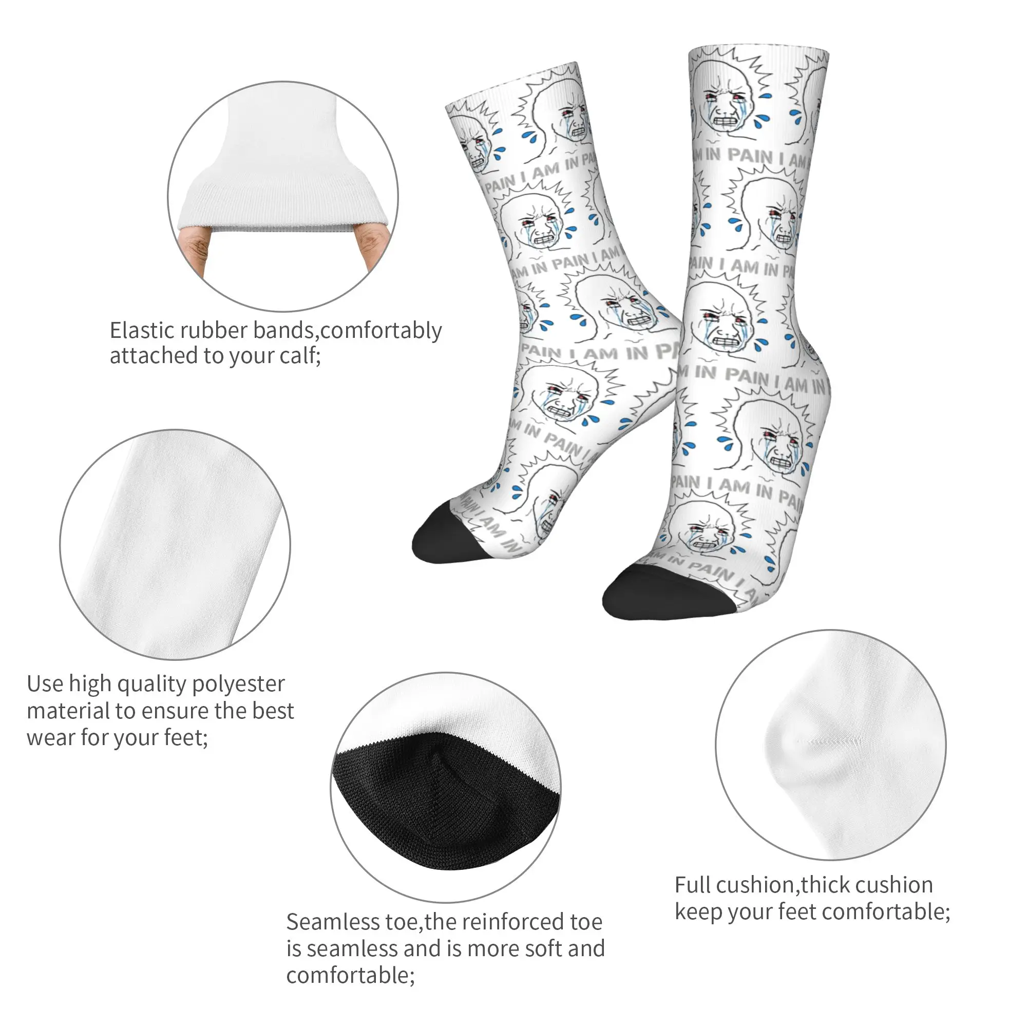 Cool Intense Crying Wojak Face Anguish  Football Socks  Polyester Crew Socks for Women Men Non-slip,