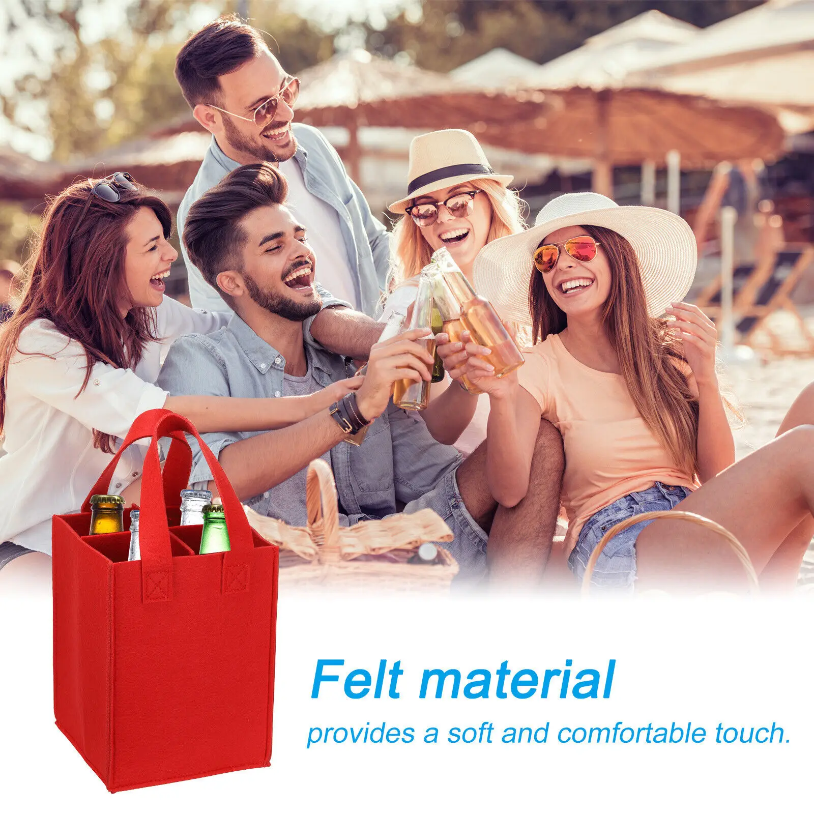 4 Bottle Wine Carrier Wine Gift Bags Divider Felt Wine Storage Tote Bags Reusable Grocery Bags With Handles Beer Packaging Box