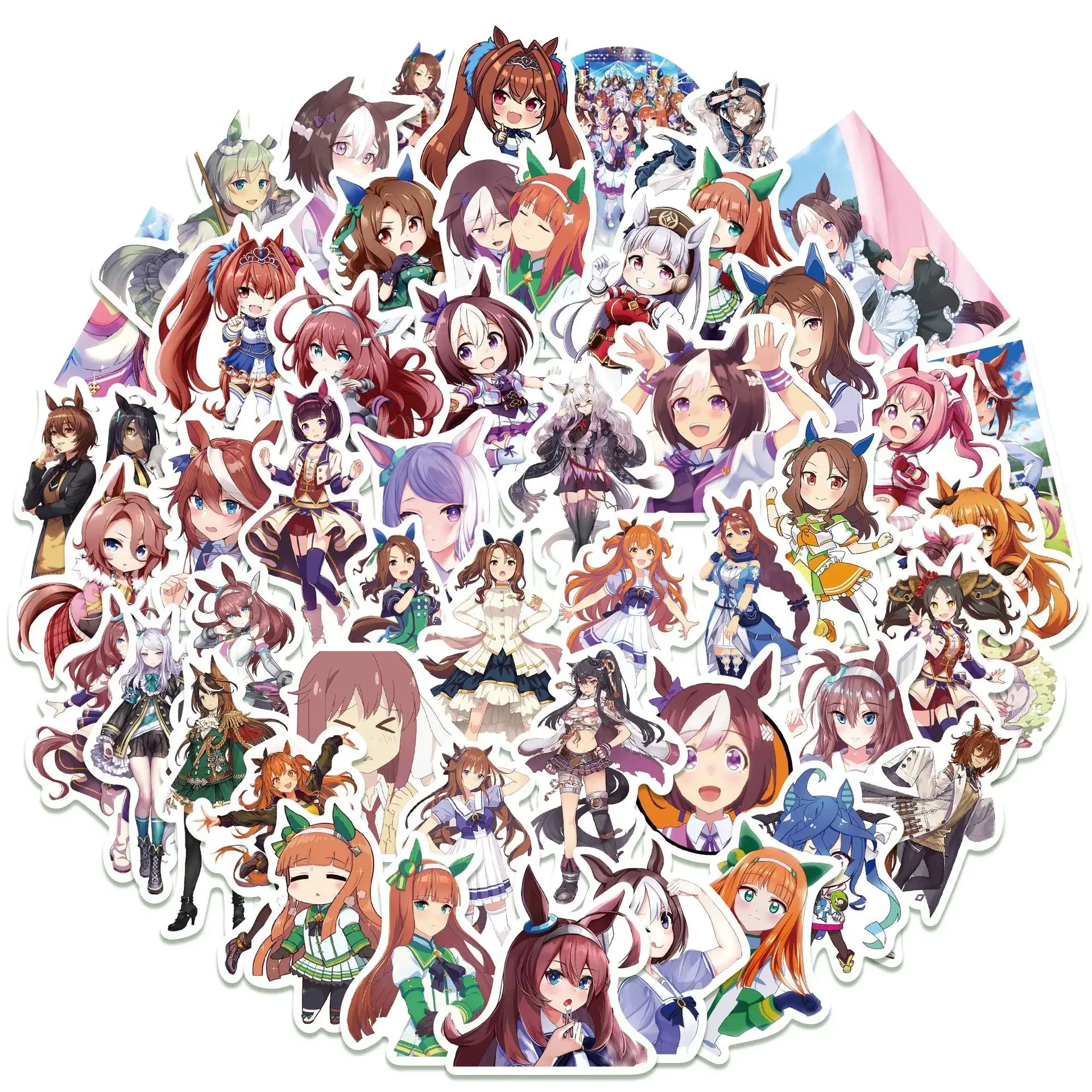 50 قطعة Uma Musume جميلة ديربي لعبة الكتابة على الجدران ملصقات أنيمي فتاة الكرتون ملصق مائي للجيتار الهاتف كأس الغيتار سكيت اللعب