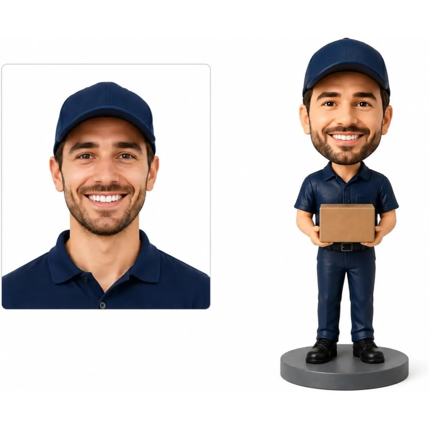 Custom Bobblehead Delivery Driver Courier Personalized from Photo Clay Figurine Birthday Gift for Him Dad Husband Keepsake Art