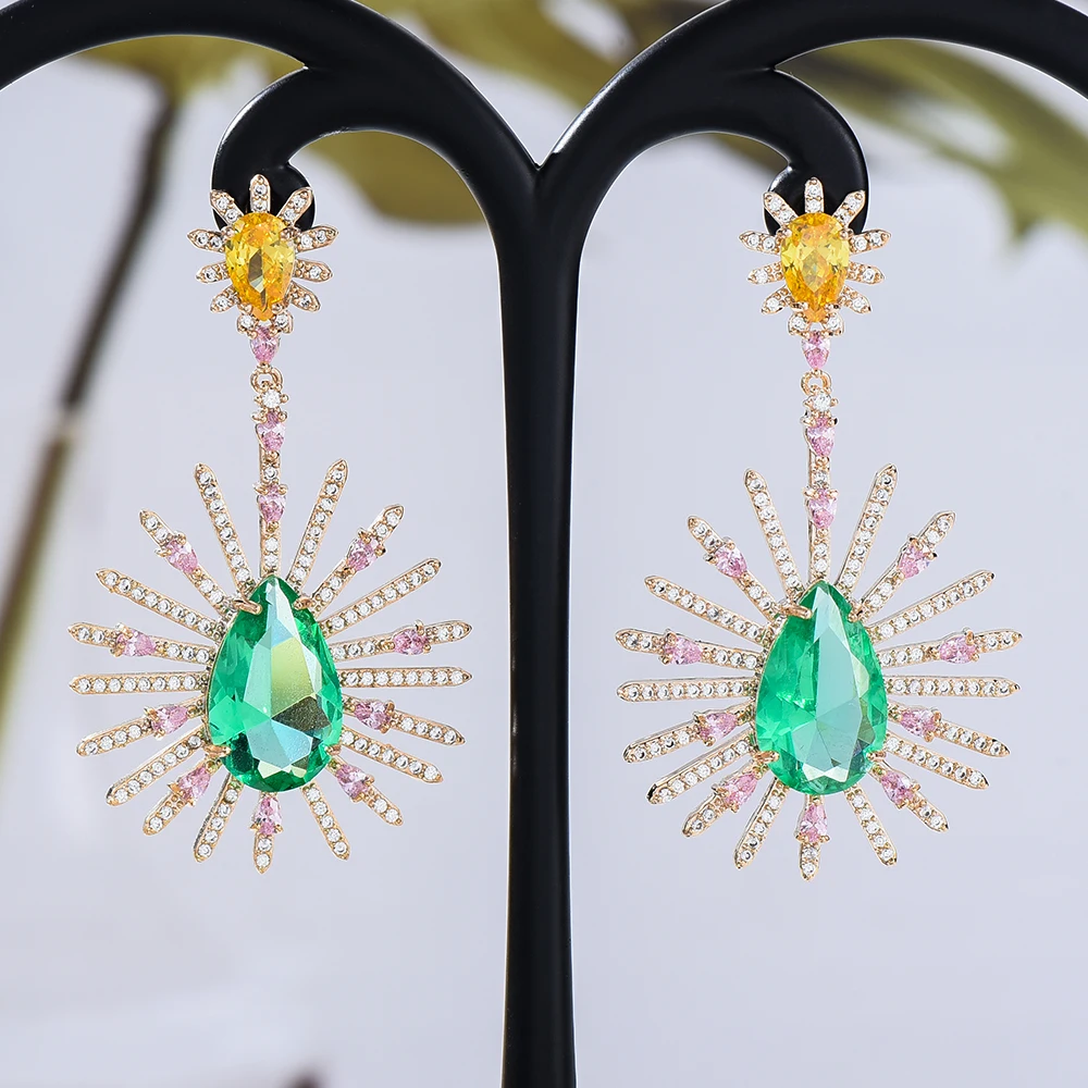 

Siscathy Fashion African Water Drop Earrings For Women Wedding Party Cubic Zircon Dubai Bridal Earring boucle d'oreille 2022