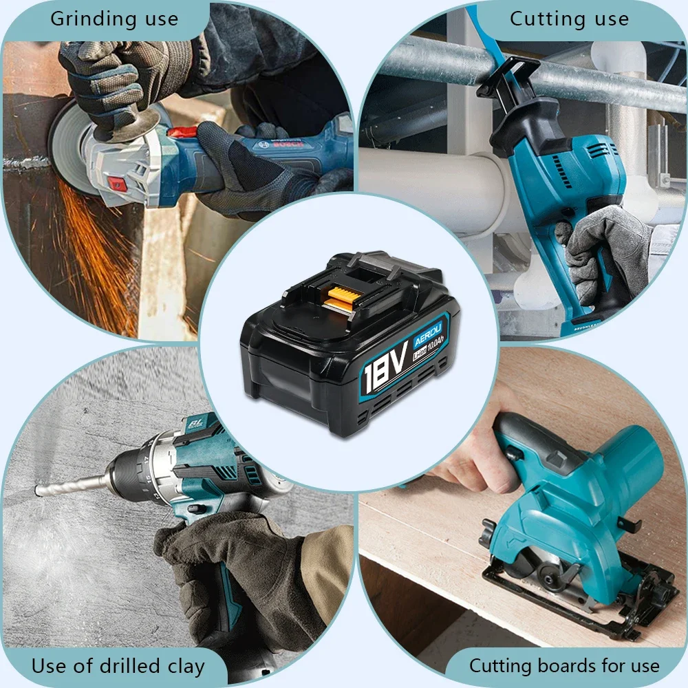 استبدال بطارية AERDU عالية السعة 18 فولت 10.0 أمبير في الساعة لماكيتا 18 فولت BL1860B BL1850 BL1840B BL1830B BL1890 متوافقة مع عمر طويل