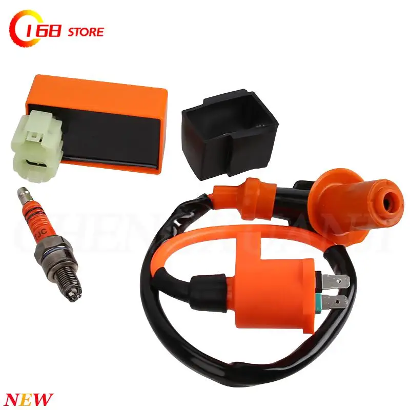 

New set of motorcycle racing performance CDI ignition coil and spark plug kit suitable for GY6 motorcycle accessories