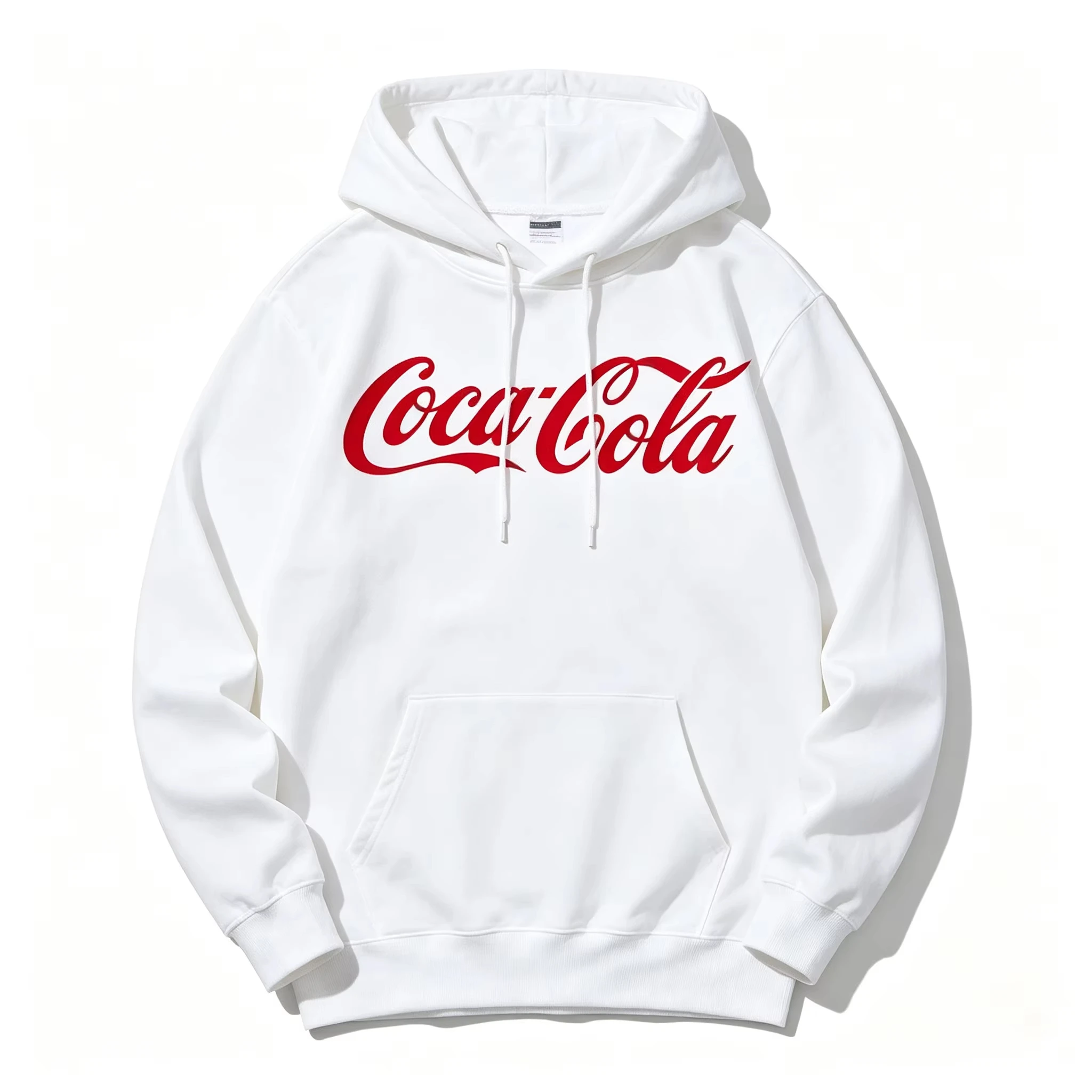 Classic Coca Cola Letter Print Hooded Sweatshirt for Men and Women, Loose and Casual Pullover T-shirt, Trendy Top Clothing