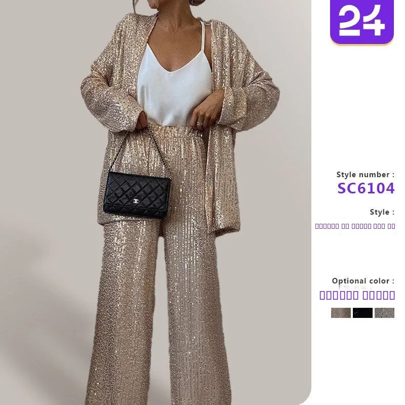 

Весна 2025 Faion, комплект из двух предметов с высокой талией, повседневные брюки, футболка с блестками, новое поступление, женские леггинсы премиум-класса