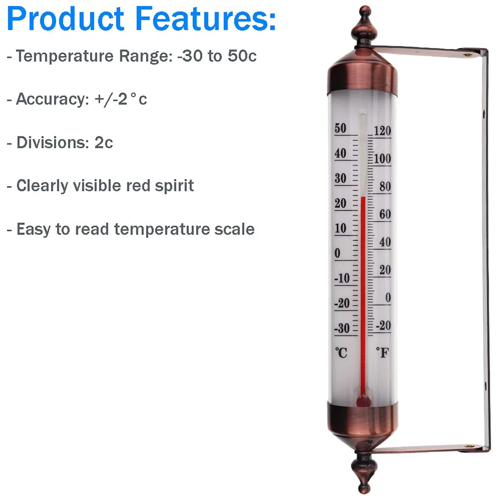 1Pcs Outdoor Thermometer For Garden Greenhouse Patio Balcony Bronze Outside Wall Thermometer Garden Outdoor Supplies Tools