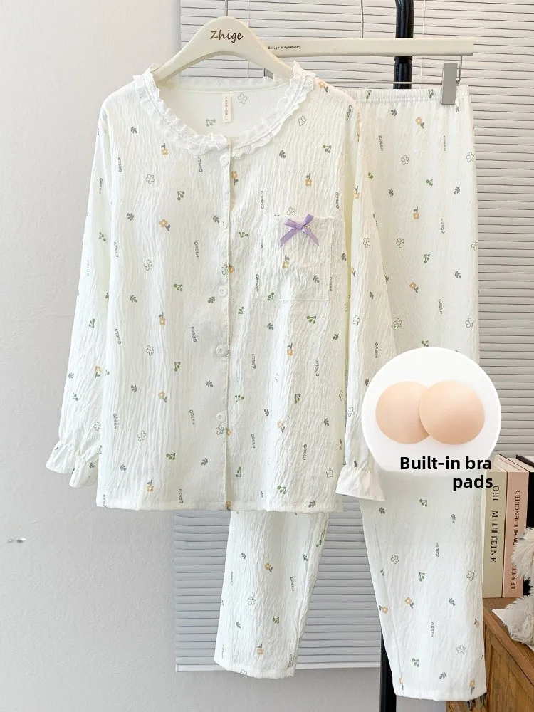 

Cloud Cotton One-Piece Sleepwear Long Sleeve Women's Style Autumn Spring Home Clothes Set Comfortable Soft Polyester Fabric