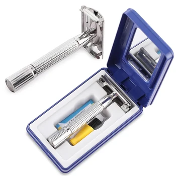 Rasoir pour hommes avec lame couteau de rasage pliant en arg...