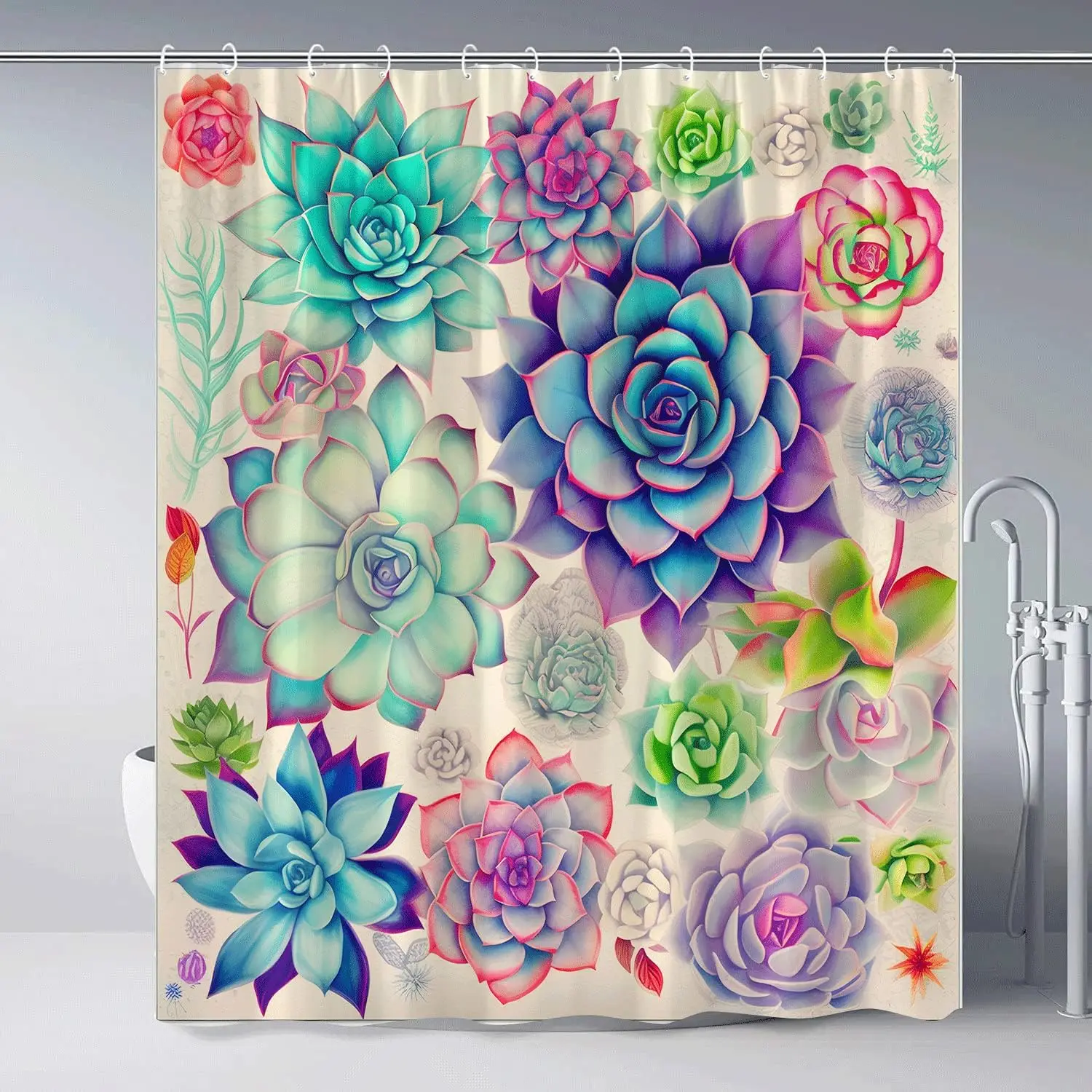 

Бохо Кактус Цветочный Занавес Для Душа Тропические Растения Красочные Сочные Красивые Цветы Ретро Декор Для Ванной Комнаты Набор Ванна Дома