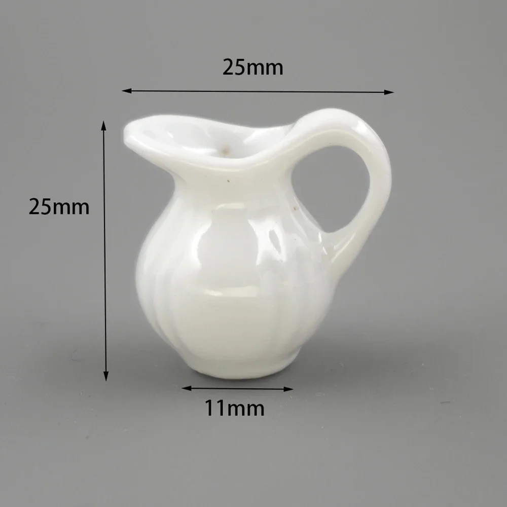 1Pcs 1/12 Dollhouse Miniature Milk Pot Mini White Ceramic Kettle Model for Doll House Accessories Decoration ob11 bjd