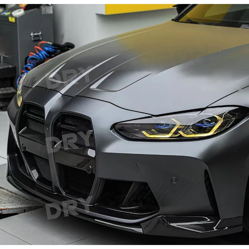 ألياف الكربون الجبهة حافة مصد السيارة اللوحات مآزر الخائن سبويلر الجسم أطقم الوفير الذقن المفسد لسيارات BMW G80 M3 G82 G83 M4 2021 + #6