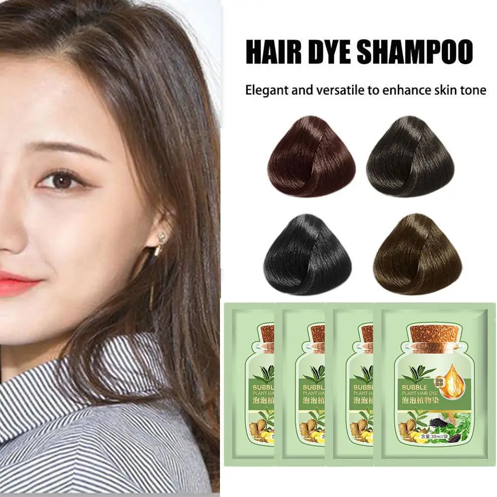 Natural Plant Bubble Hair Dye Gray White To Black Long-lasting Care Smooth Nourishing Hair Repair Hair Damaged Dry