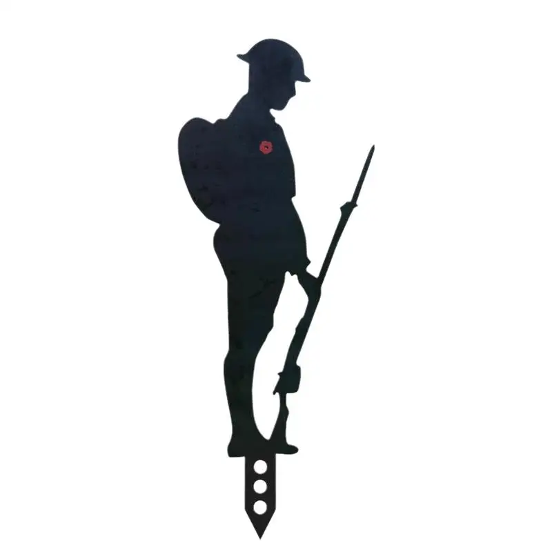 

Soldier Silhouette Wrought Iron Soldier Statue Stakes Hand-Painted Black Coating Yard Art Decorative Soldier Porch Sign Garden