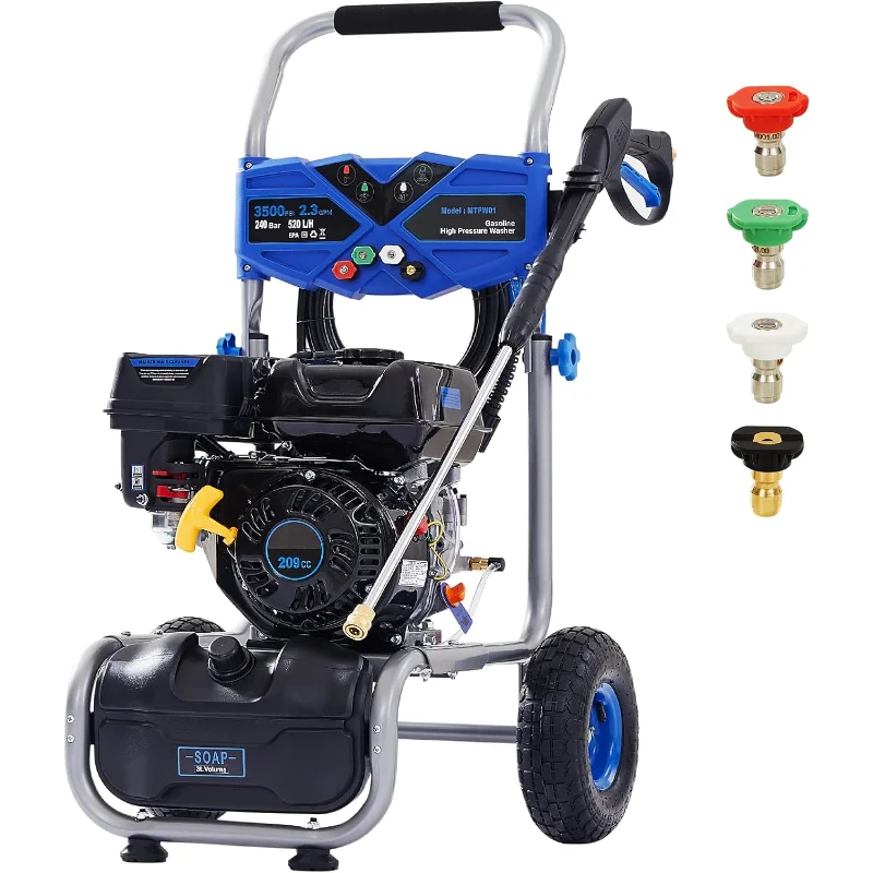 

Gas Pressure Washer 3500 PSI, 2.3 GPM Heavy Duty High Power Washer,209CC 7HP Engine with 25Ft Pressure Hose, Axial Aluminum