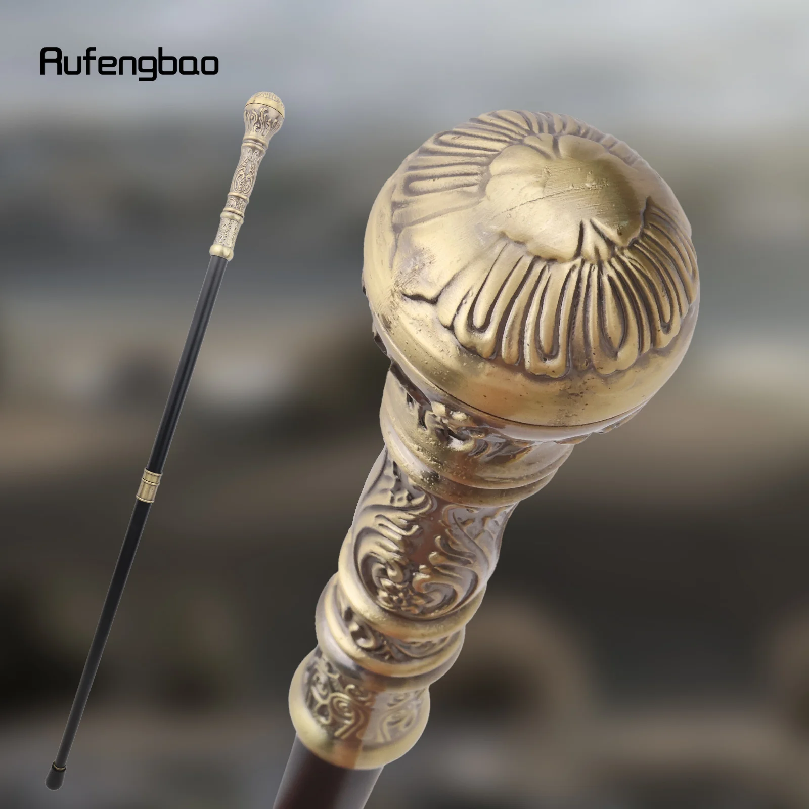 Bronzen Bloem Luxe Ronde Handvat Mode Stok Party Decoratieve Riet Elegante Crosier Knop Stok Prestaties Podium Riet 93cm