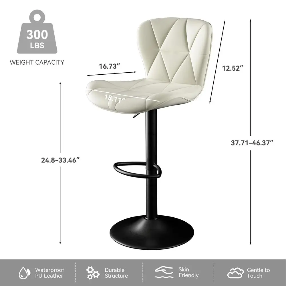 Bar Stools Set of 6, Modern Faux Leather Adjustable Swivel Barstools, Counter Height Chairs with Back and Footrest for Kitchen