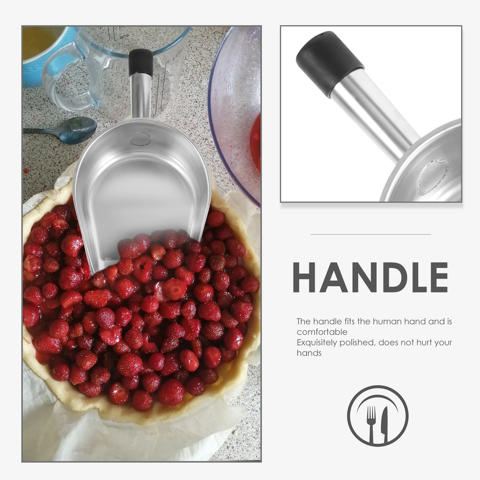 

Handheld Dustpan Heavy Duty Stainless Steel Shovel Smooth No Burrs Ergonomic Handle Multi Functional Home Supply Cleaning Tool