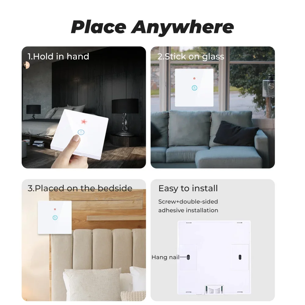 GERMA Nhà Thông Minh Không Dây Công Tắc Cảm Ứng Đèn Led Đèn 433MHZ Điều Khiển Từ Xa Màn Hình Kính Tường Bảng Điều Khiển Nút 1 2 3 Gang On Off