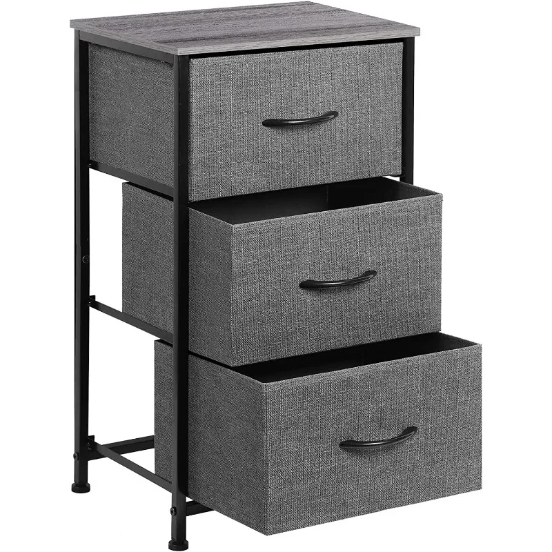 

Tall Dresser Storage Drawers Stand with 3 Removable Fabric Drawers-Organizer Unit for Bedroom, Storage Bins withrawers,Gray